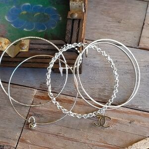 Silver Bracelets with Classic and Twisted Designs Set